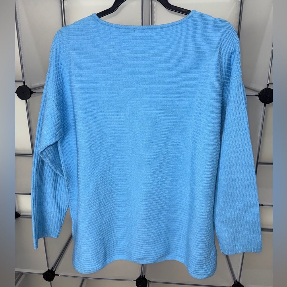 Style & Co Boatneck Rib Pullover Oversized Sweater Bright Skies Size Small NWT - Picture 6 of 8